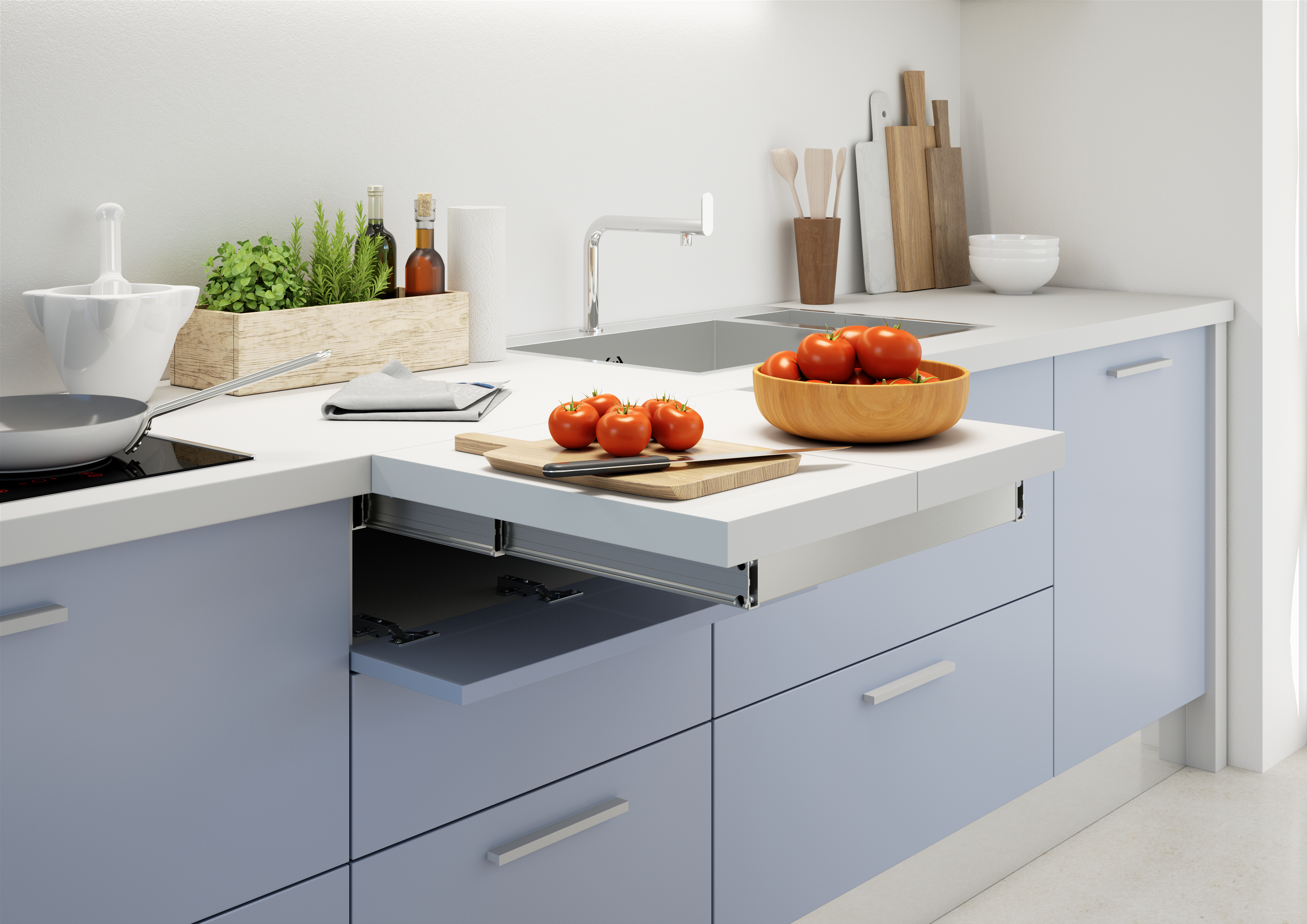 Flip Top Pull Out Kitchen Worktop