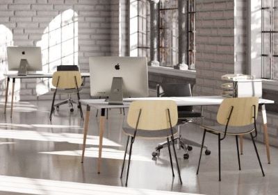 Fusion Desk with Wood Legs | Telescopic Beams